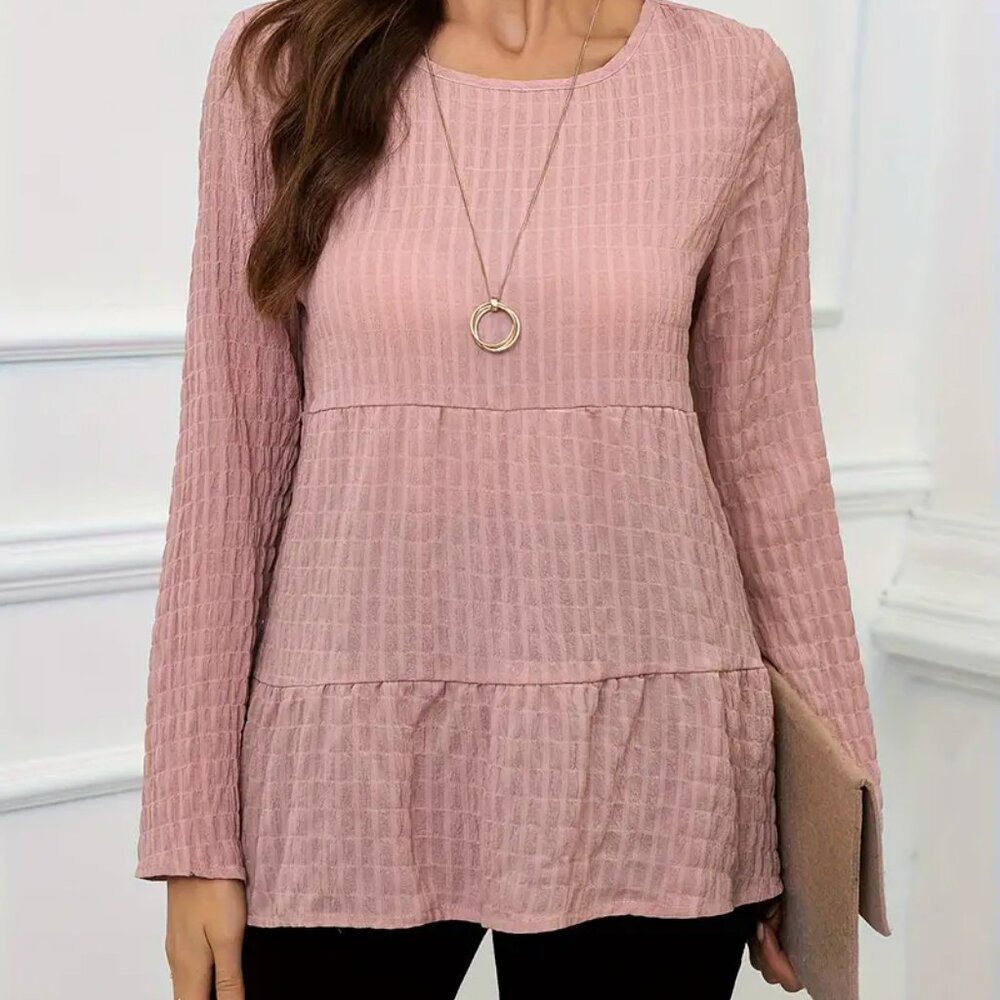 Women's Long Sleeve Loose Fit Blouse, Size L